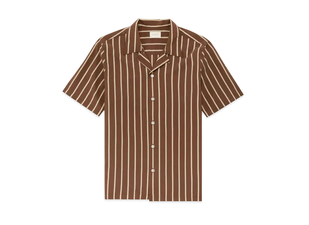 Aime Leon Dore Silk Blend Striped Shirt "Brown"