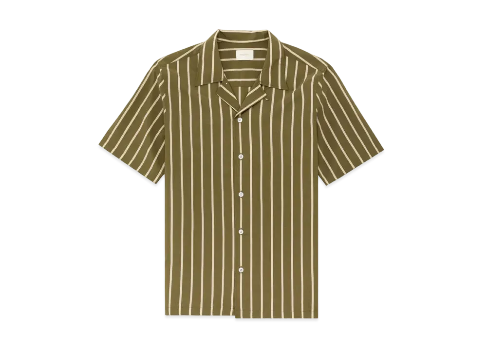 Aime Leon Dore Silk Blend Striped Shirt "Olive"