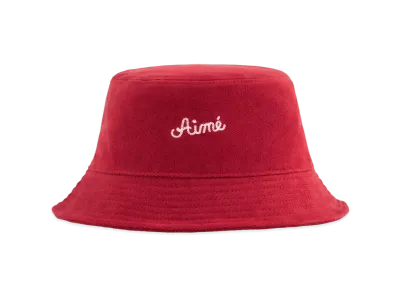 Aime Leon Dore Chain Stitch Moleskin Bucket Hat "Red"