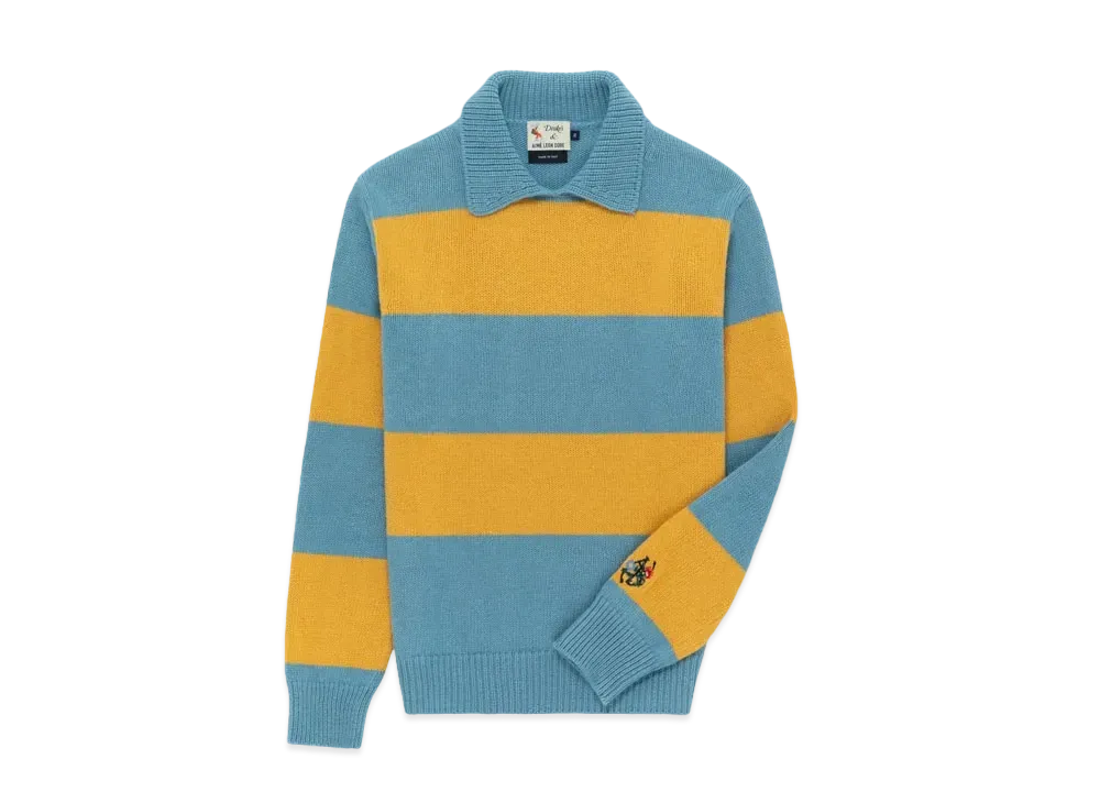 Aime Leon Dore x Drake's Striped Integral Collar Sweater "Blue/Yellow"