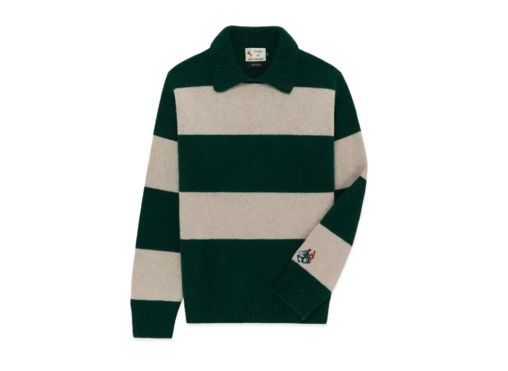 Aime Leon Dore x Drake's Striped Integral Collar Sweater "Green/Grey"