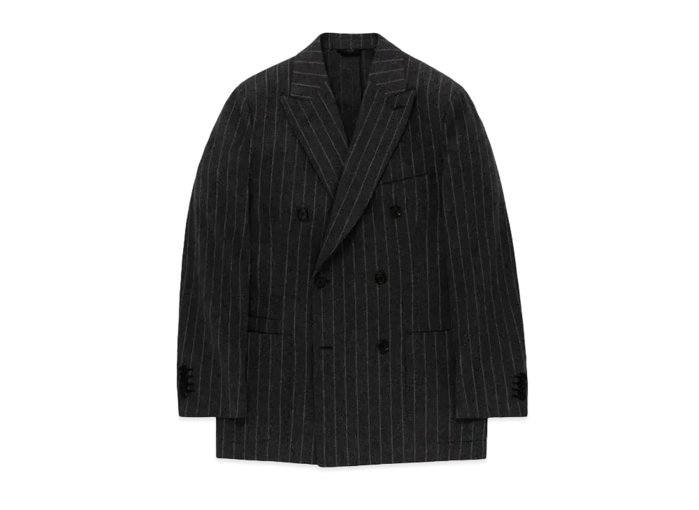 Aime Leon Dore x Drake's Double Breasted Chalkstripe Suit Jacket "Grey"