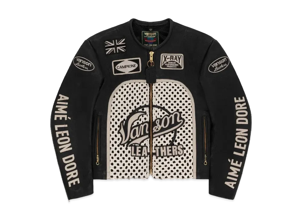 Aime Leon Dore Vanson Raffia Leather Jacket "Black"