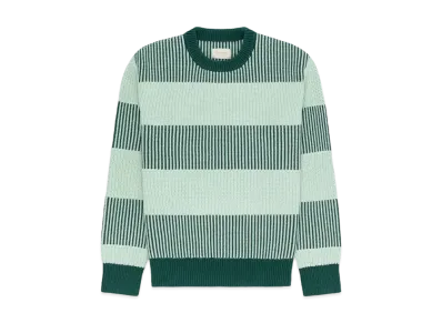 Aime Leon Dore Striped Shaker Stitch Sweater "Green"