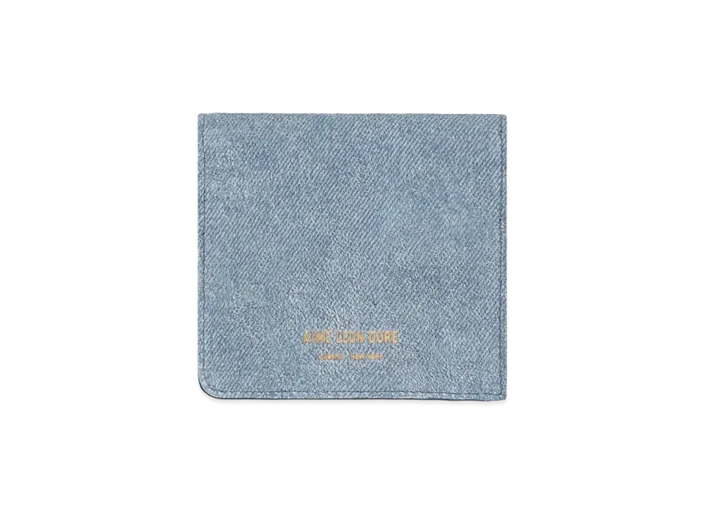 Aime Leon Dore Denim Printed Leather Bi-Fold Wallet "Light Blue"
