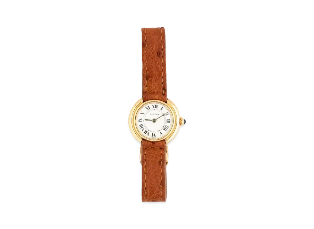 Aime Leon Dore Cartier Ladies Ronde Vendome 18Kt Gold Watch "Brown"