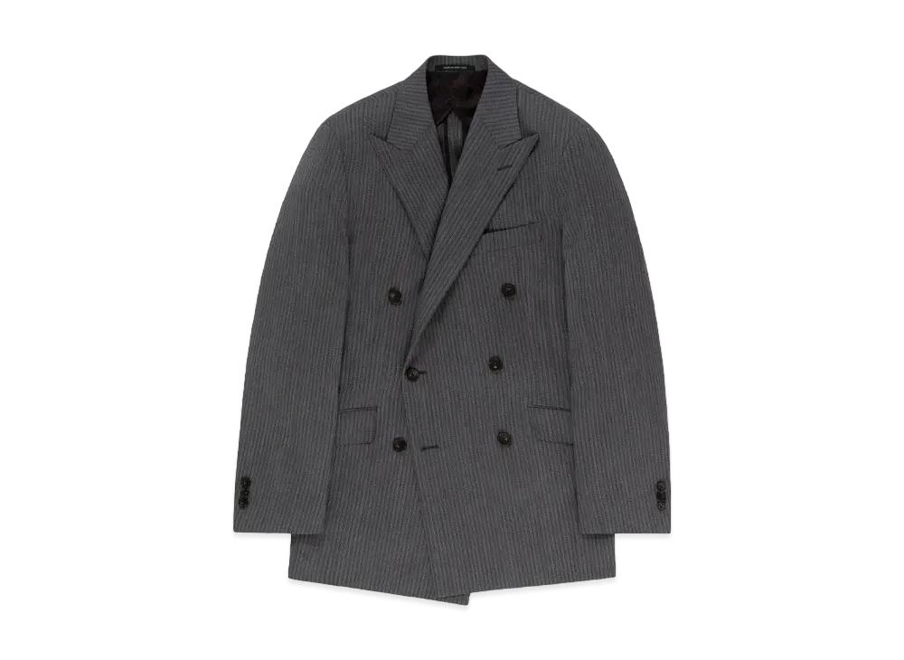 Aime Leon Dore Double-Breasted Tropical Wool Suit Jacket "Grey Striped"