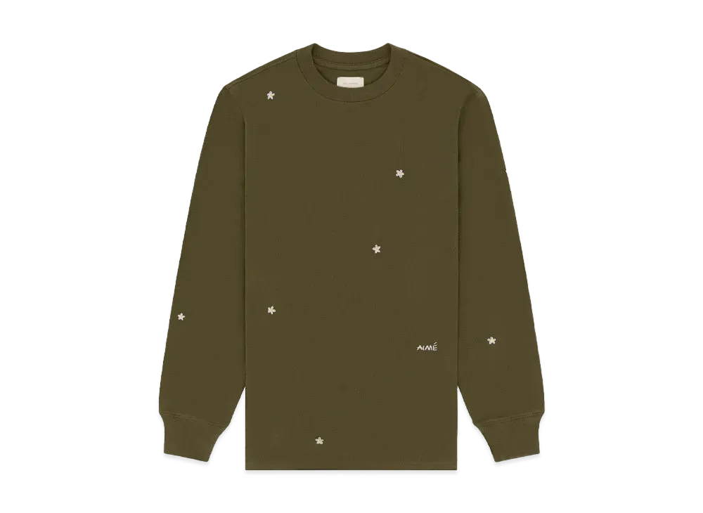 Aime Leon Dore Floral Embroidered Long-Sleeve Tee "Green"