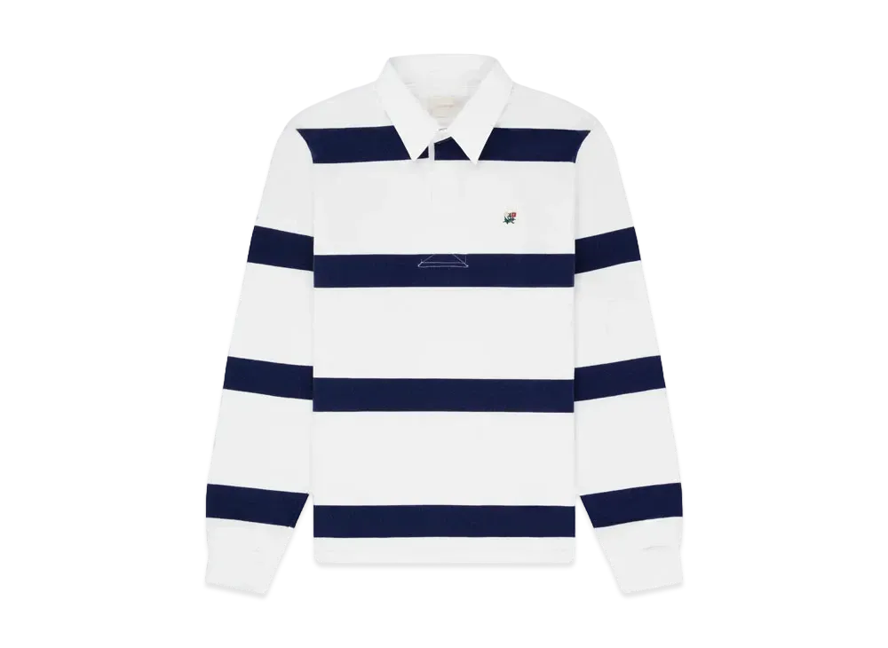 Aime Leon Dore Striped Crest Rugby "White & Navy"