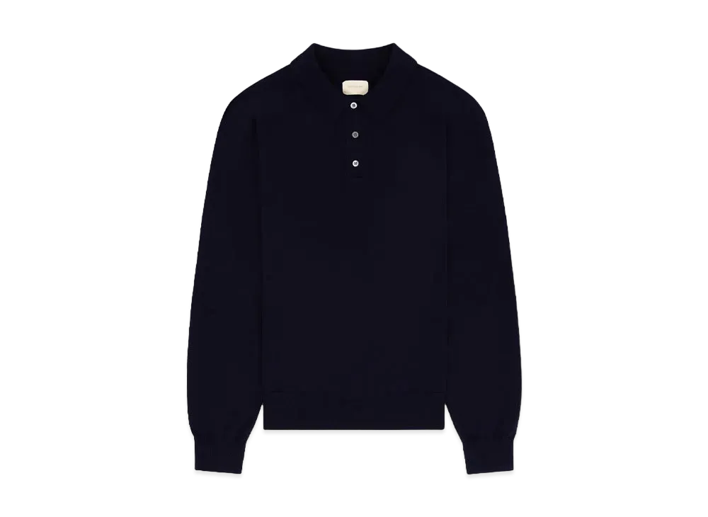 Aime Leon Dore Merino Silk Long-Sleeve Polo "Navy"