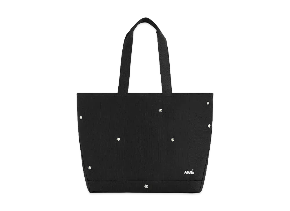 Aime Leon Dore Floral Embroidered Large Canvas Tote Bag "Black"