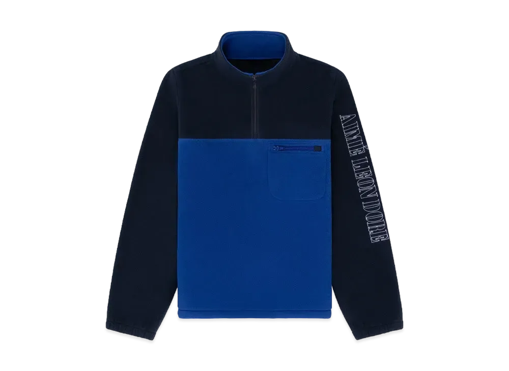 Aime Leon Dore Colorblock Quarter Zip Fleece Pullover "Navy & Blue"