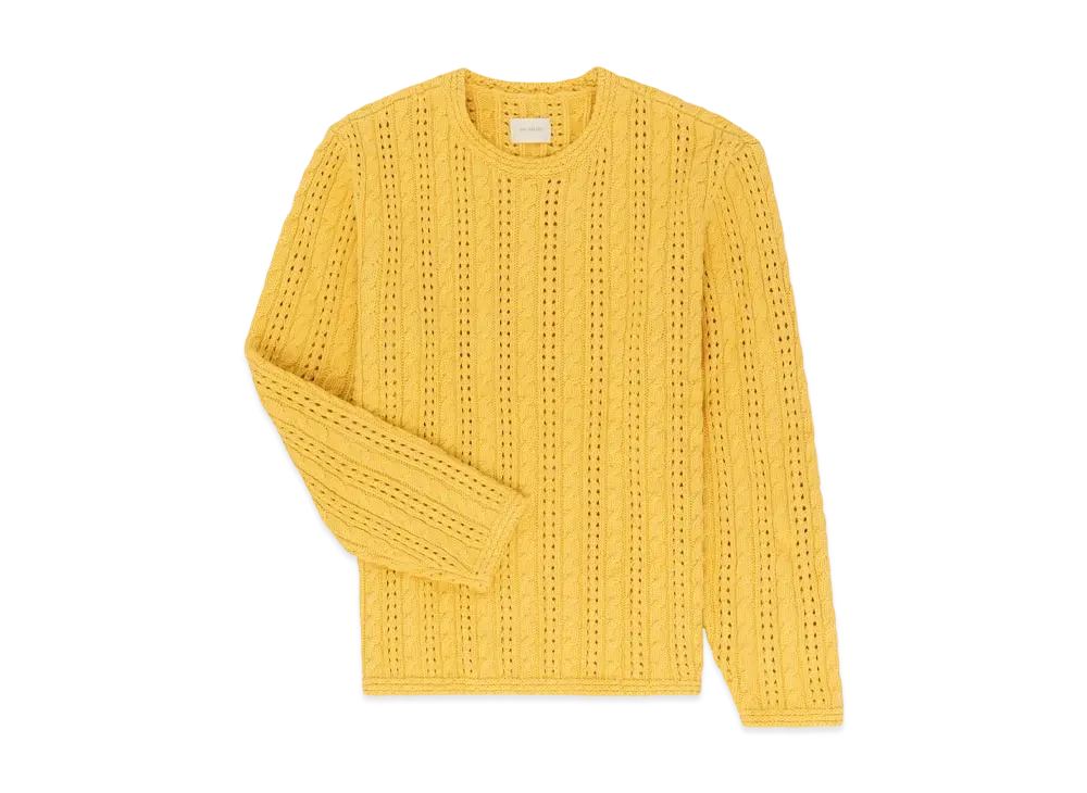 Aime Leon Dore Pointelle Cable Crewneck Sweater "Yellow"