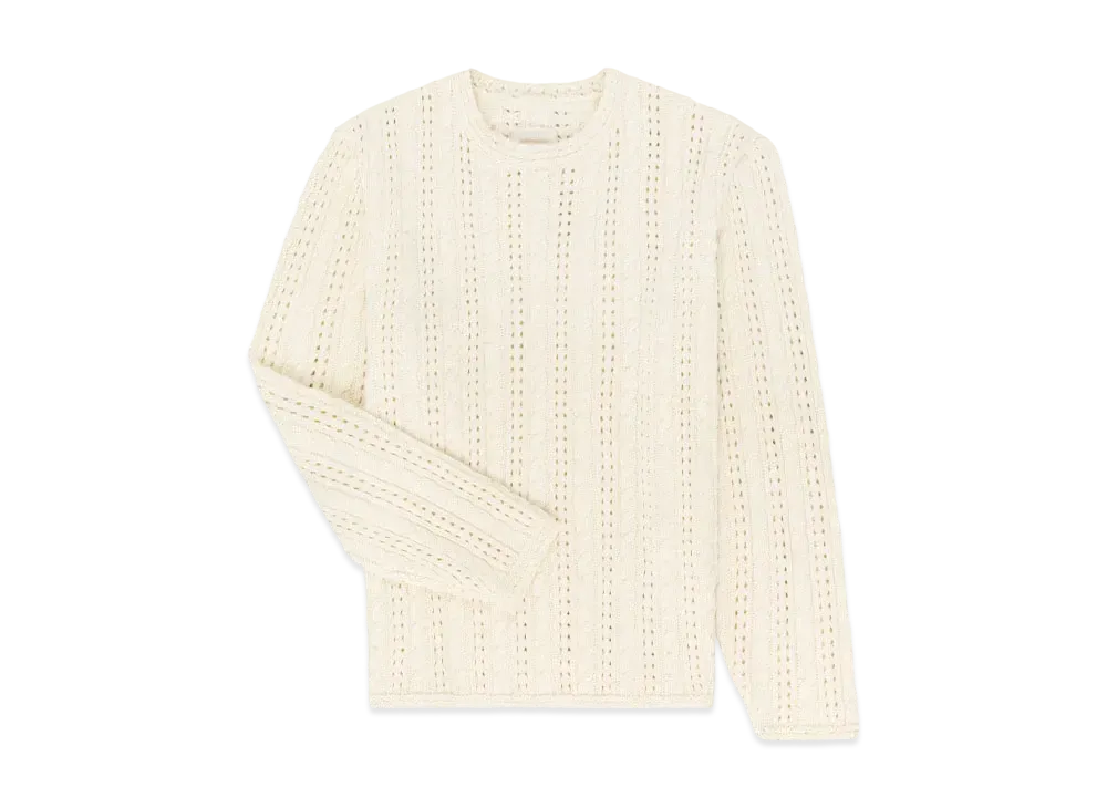 Aime Leon Dore Pointelle Cable Crewneck Sweater "Cream"