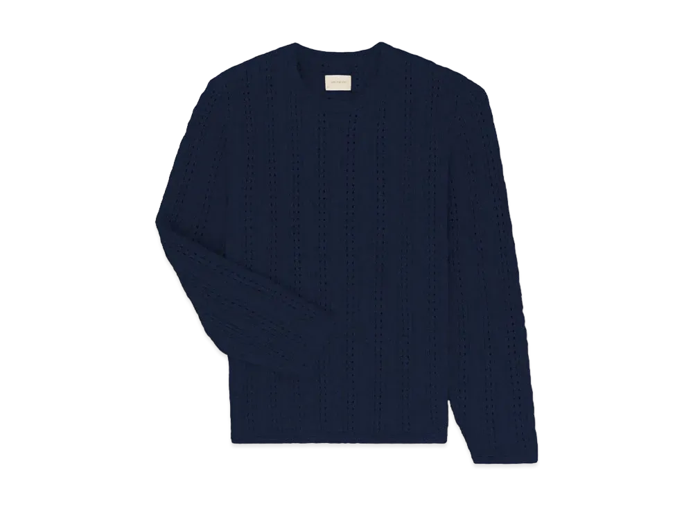 Aime Leon Dore Pointelle Cable Crewneck Sweater "Navy"