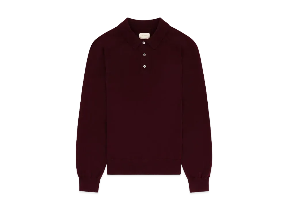 Aime Leon Dore Merino Silk Long-Sleeve Polo "Burgundy"
