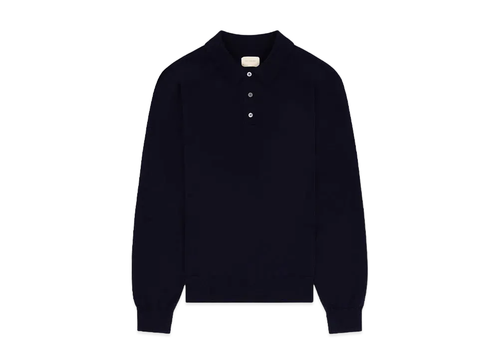 Aime Leon Dore Merino Silk Long-Sleeve Polo "Navy"