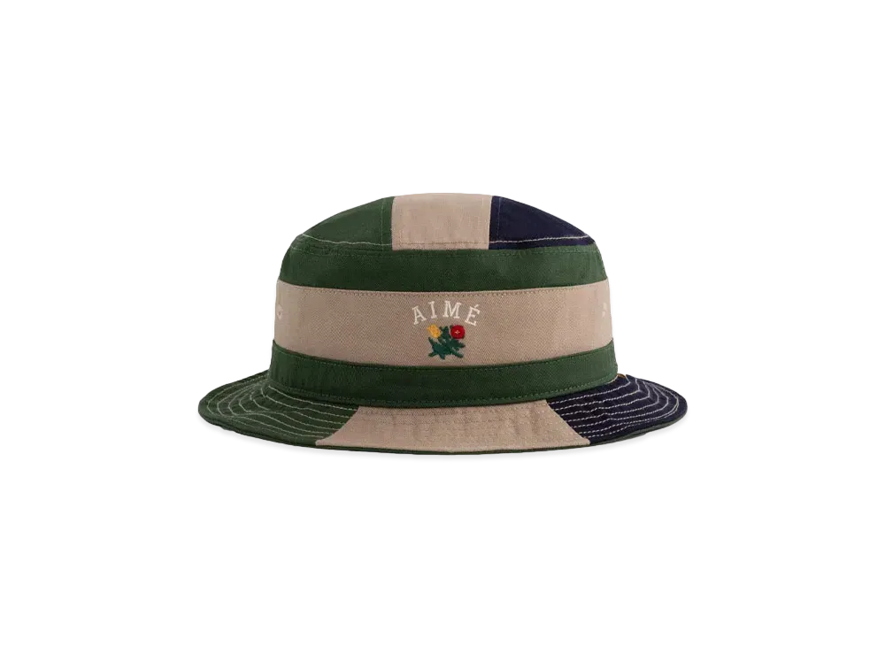 Aime Leon Dore Colorblock Crest Bucket Hat "Green Beige & Navy"