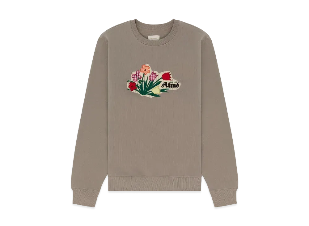 Aime Leon Dore Floral Applique Crewneck Sweatshirt "Taup"