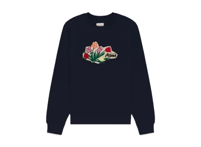 Aime Leon Dore Floral Applique Crewneck Sweatshirt "Navy"