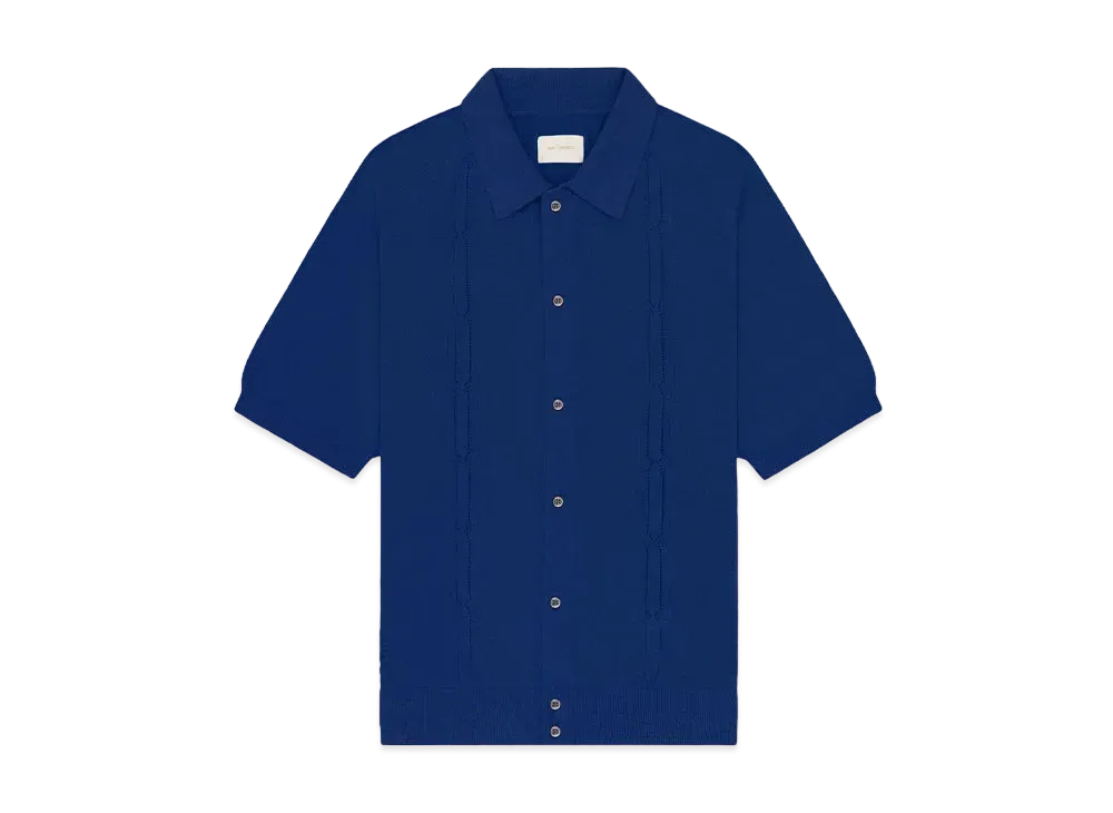 Aime Leon Dore Pointelle Polo Cardigan "Blue"