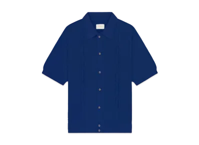 Aime Leon Dore Pointelle Polo Cardigan "Blue"