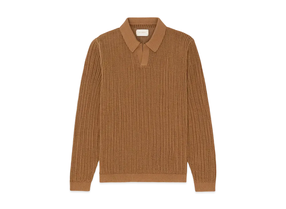Aime Leon Dore Long-Sleeve Mesh Knit Polo "Brown"