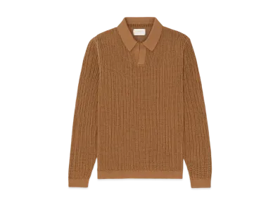 Aime Leon Dore Long-Sleeve Mesh Knit Polo "Brown"