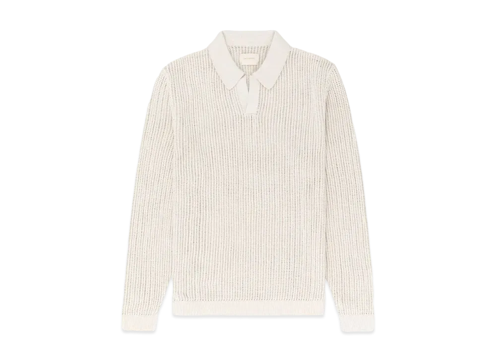 Aime Leon Dore Long-Sleeve Mesh Knit Polo "Cream"