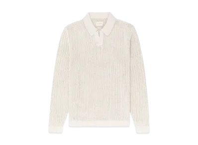 Aime Leon Dore Long-Sleeve Mesh Knit Polo "Cream"