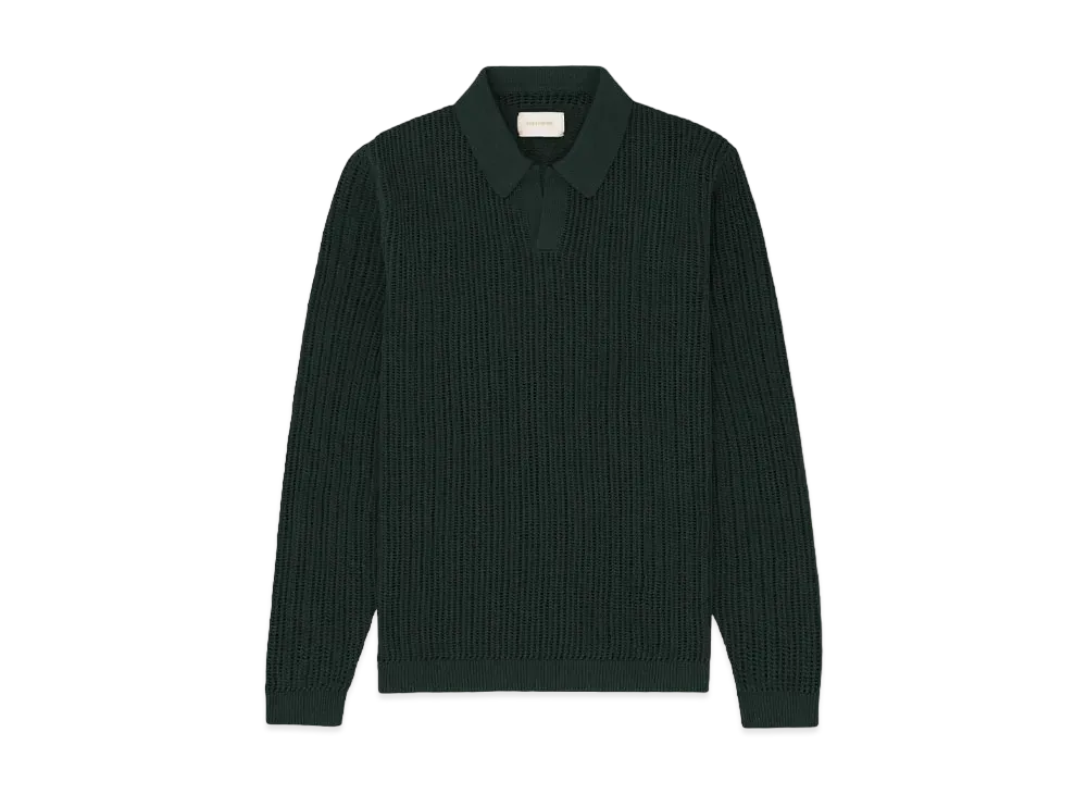 Aime Leon Dore Long-Sleeve Mesh Knit Polo "Green"