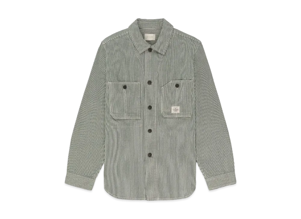 Aime Leon Dore Hickory Stripe Work Shirt "Green & White"