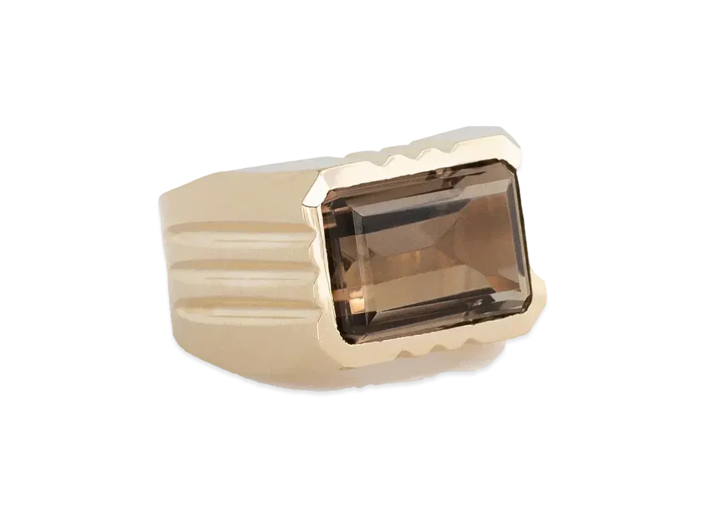 Aime Leon Dore 14Kt Gold Smoky Quartz Signet Ring "Gold & Quartz"