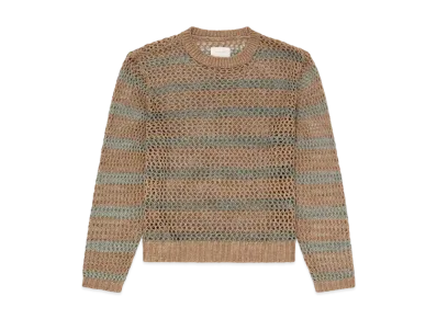 Aime Leon Dore Loose Knit Striped Crewneck Sweater "Tan"