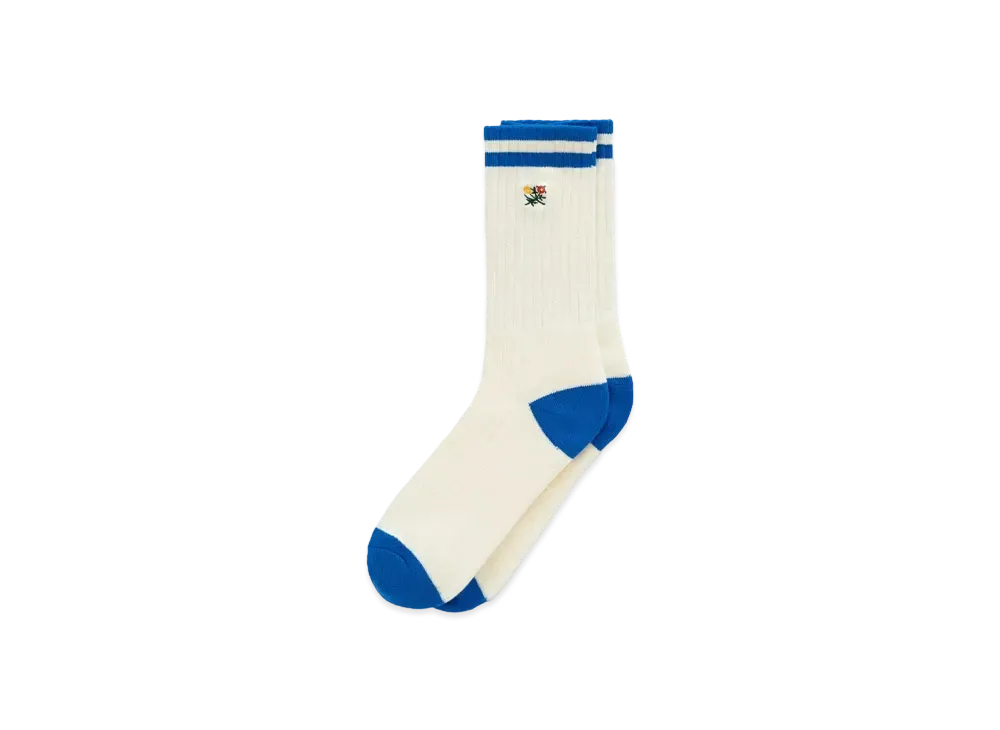 Aime Leon Dore Striped Crest Sock "Cream & Blue"