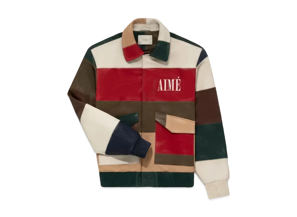 Aime Leon Dore Paneled Leather Bomber Leather "Multi"