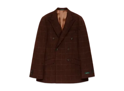Aime Leon Dore Double-Breasted Windowpane Suit Jacket "Brown"
