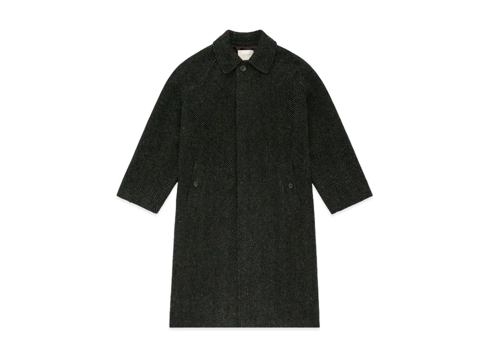 Aime Leon Dore Single-Breasted Wool Herringbone Topcoat "Navy"