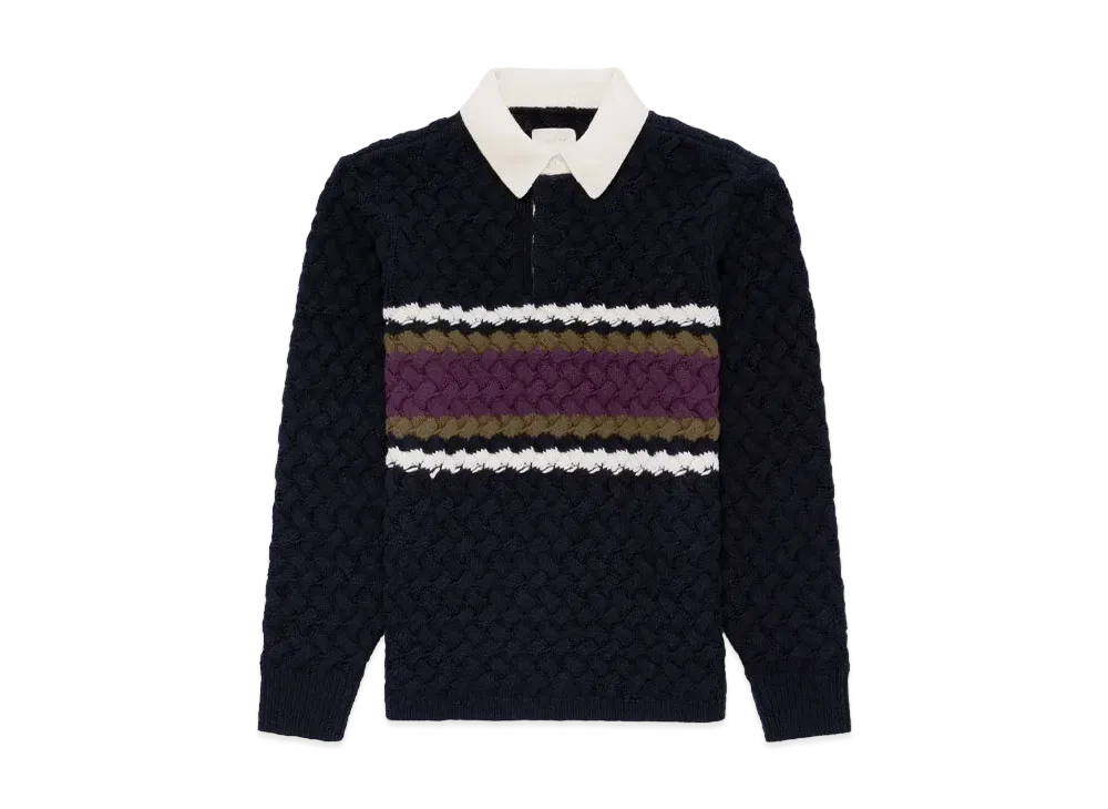 Aime Leon Dore Basketweave Knit Rugby "Navy"