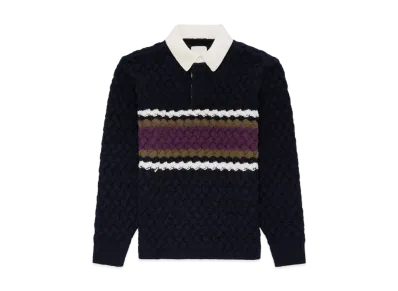 Aime Leon Dore Basketweave Knit Rugby "Navy"