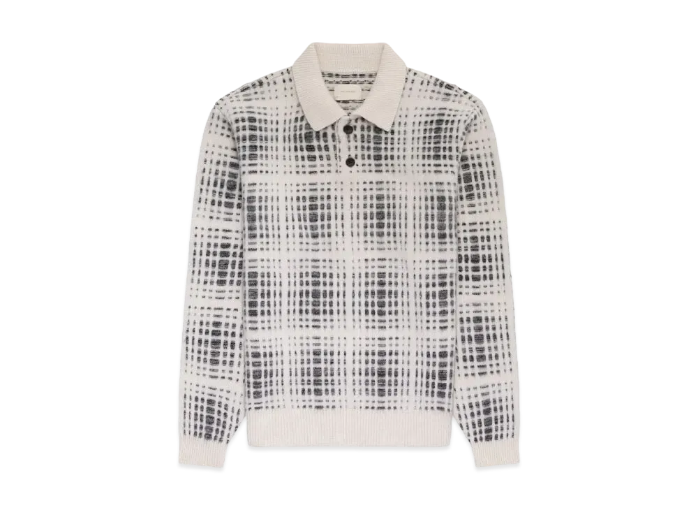 Aime Leon Dore Long-Sleeve Shadow Plaid Polo "Cream"