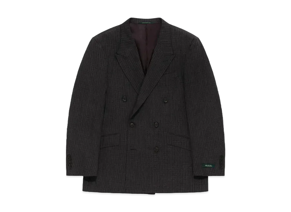 Aime Leon Dore Double-Breasted Ripstop Wool Suit Jacket "Dark Grey"