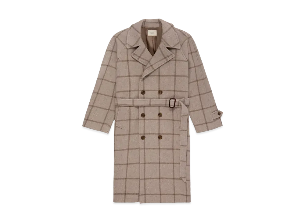 Aime Leon Dore Double-Breasted Windowpane Topcoat "Beige"