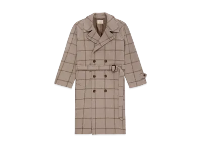 Aime Leon Dore Double-Breasted Windowpane Topcoat "Beige"