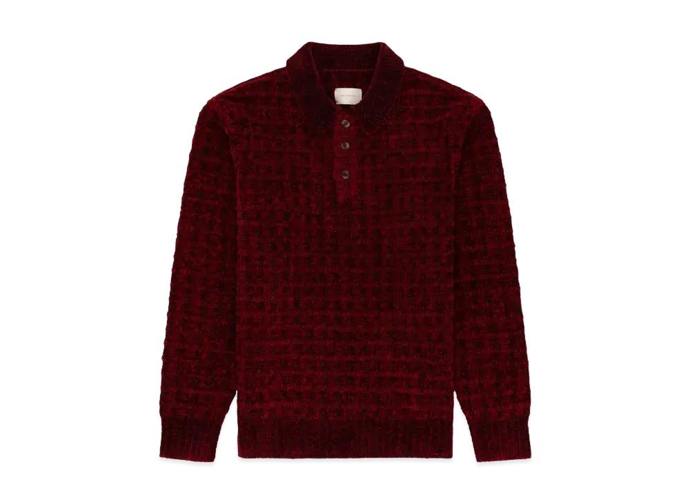 Aime Leon Dore Long-Sleeve Waffle Knit Polo "Red"