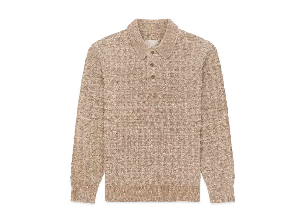 Aime Leon Dore Long-Sleeve Waffle Knit Polo "Beige"