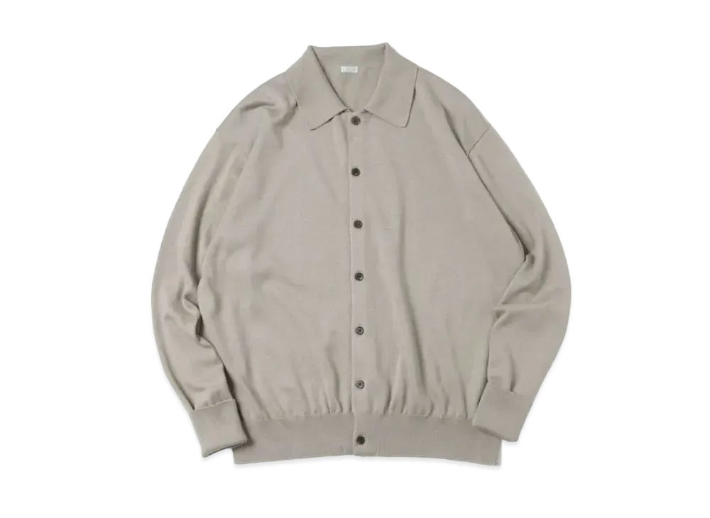 A.PRESSE Cotton Knit Polo Collar Cardigan "Sage"