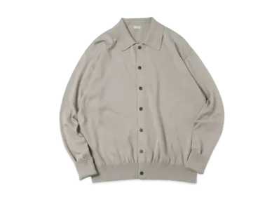 A.PRESSE Cotton Knit Polo Collar Cardigan "Sage"