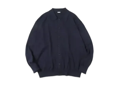 A.PRESSE Cotton Knit Polo Collar Cardigan "Navy"