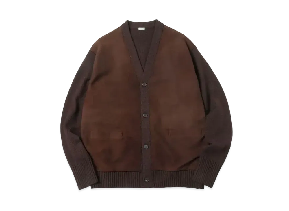 A.PRESSE Cashmere Leather Combination Cardigan "Brown"